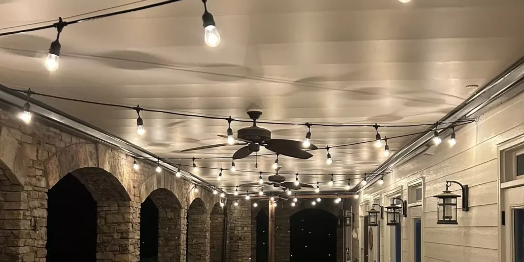 bistro lighting installation